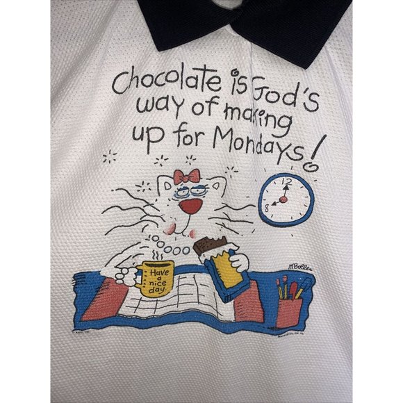 Vintage 1993 HL Miller Gold Womens Funny Cat Graphic Waffle Knit T Shirt Large- - Picture 2 of 9